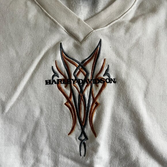 Harley-Davidson 2 White V-Neck Shirt Graphic XL Womens - Picture 3 of 13